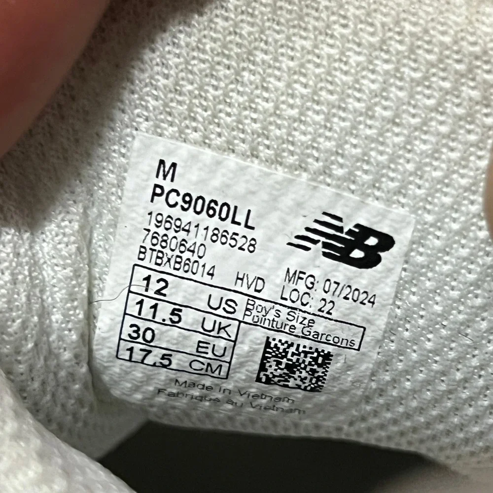 New Balance 9060 Sea Salt Kids Sneakers PC9060LL White Grey Size 12 US Boy